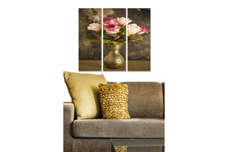 Canvasbilde Floral 3-pk flerfarget - 22x05 cm - Interiør - Maleri & posters - Lerretsbilder