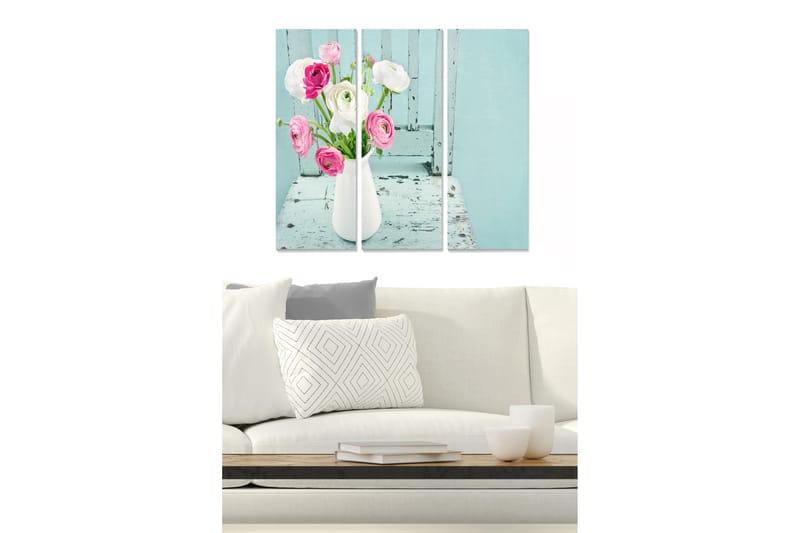 Canvasbilde Floral 3-pk flerfarget - 22x05 cm - Interiør - Maleri & posters - Lerretsbilder