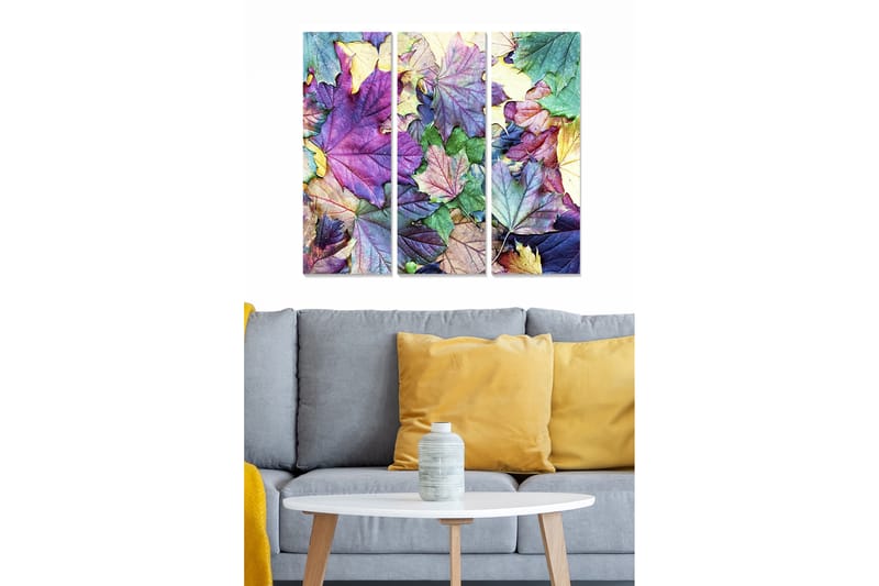 Canvasbilde Floral 3-pk flerfarget - 22x05 cm - Lerretsbilder