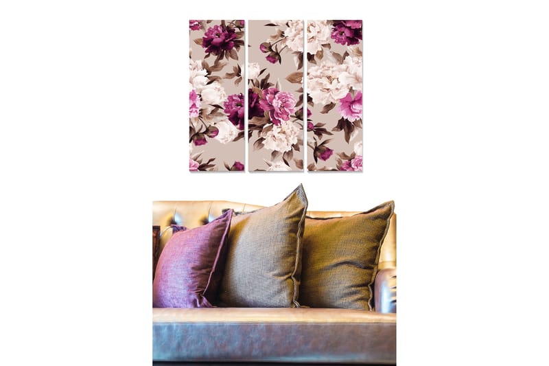 Canvasbilde Floral 3-pk flerfarget - 22x05 cm - Interiør - Maleri & posters - Lerretsbilder