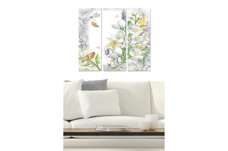 Canvasbilde Floral 3-pk flerfarget - 22x05 cm - Interiør - Maleri & posters - Lerretsbilder