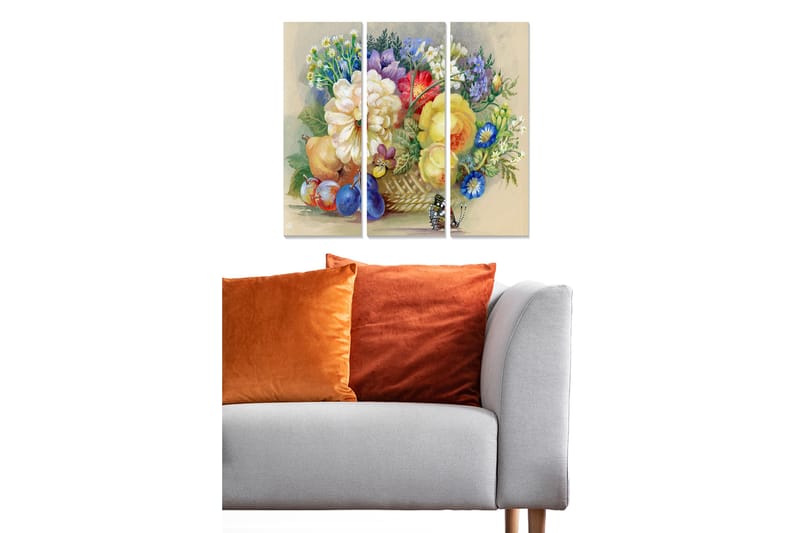 Canvasbilde Floral 3-pk flerfarget, 22x05 cm