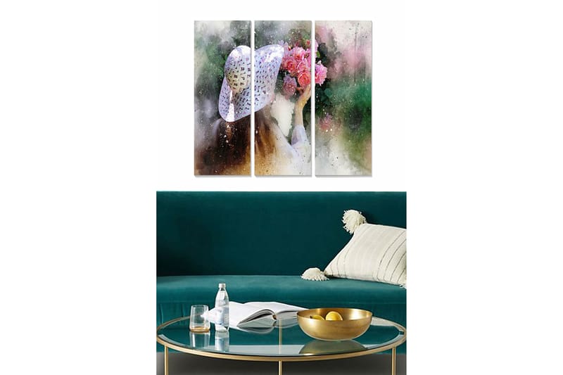 Canvasbilde Floral 3-pk flerfarget, 22x05 cm