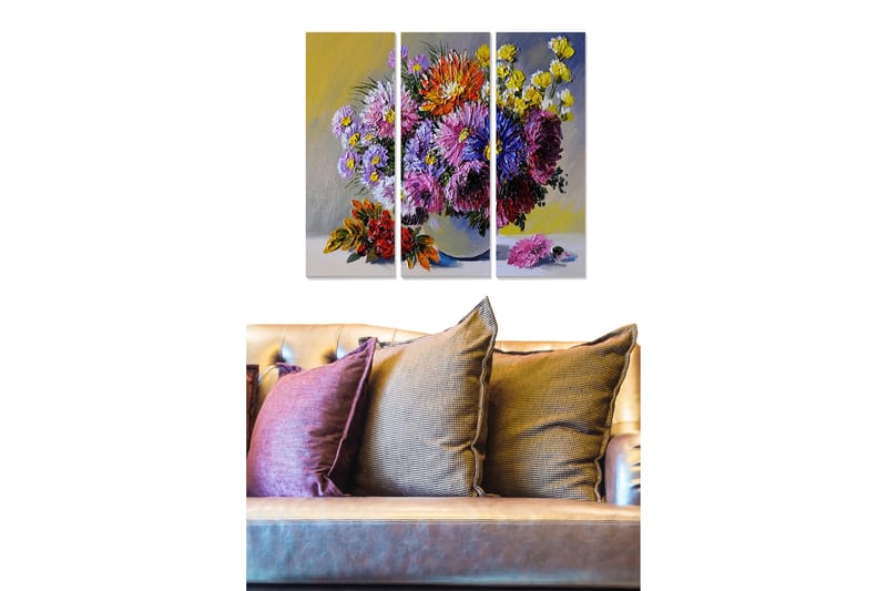 Canvasbilde Floral 3-pk flerfarget - 22x05 cm - Interiør - Maleri & posters - Lerretsbilder