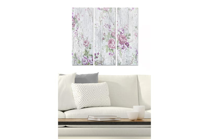 Canvasbilde Floral 3-pk flerfarget - 22x05 cm - Interiør - Maleri & posters - Lerretsbilder