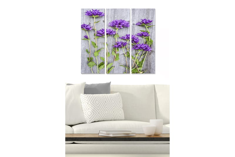 Canvasbilde Floral 3-pk flerfarget - 22x05 cm - Interiør - Maleri & posters - Lerretsbilder