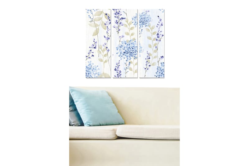 Canvasbilde Floral 3-pk flerfarget - 22x05 cm - Interiør - Maleri & posters - Lerretsbilder