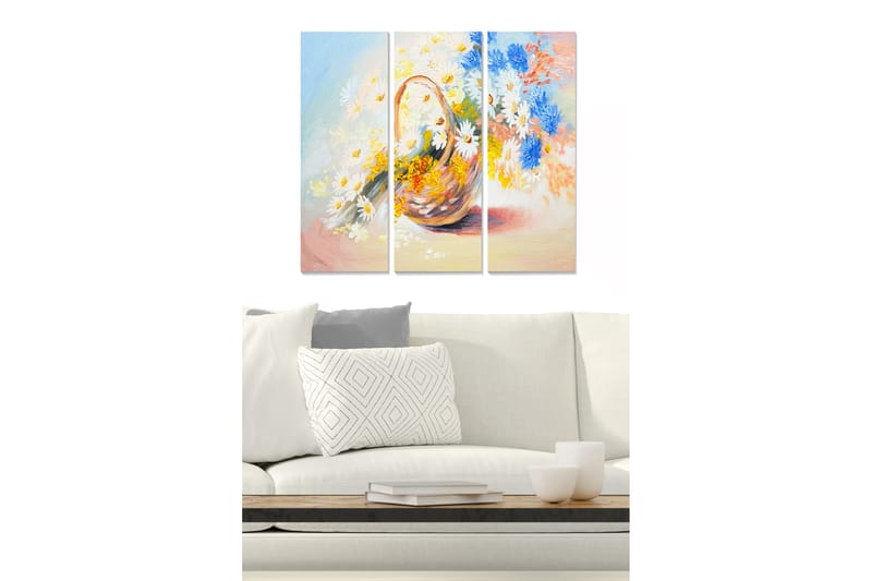 Canvasbilde Floral 3-pk flerfarget - 22x05 cm - Interiør - Maleri & posters - Lerretsbilder