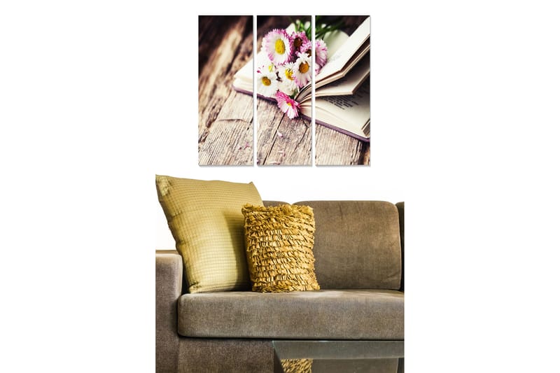 Canvasbilde Floral 3-pk flerfarget - 22x05 cm - Interiør - Maleri & posters - Lerretsbilder