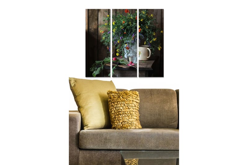 Canvasbilde Floral 3-pk flerfarget - 22x05 cm - Interiør - Maleri & posters - Lerretsbilder