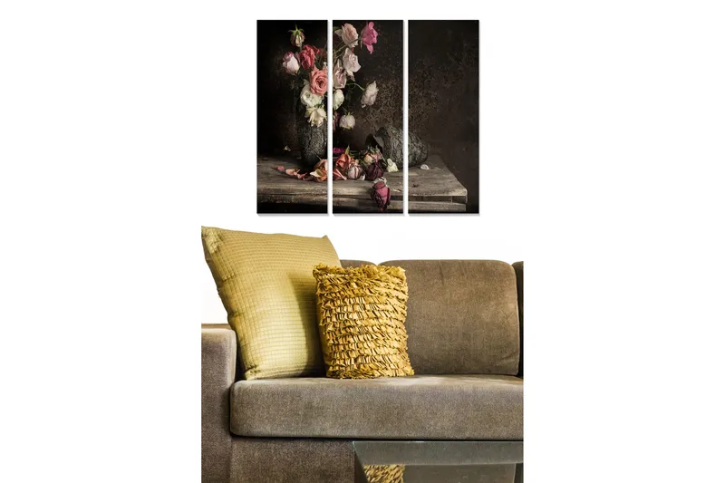 Canvasbilde Floral 3-pk flerfarget, 22x05 cm
