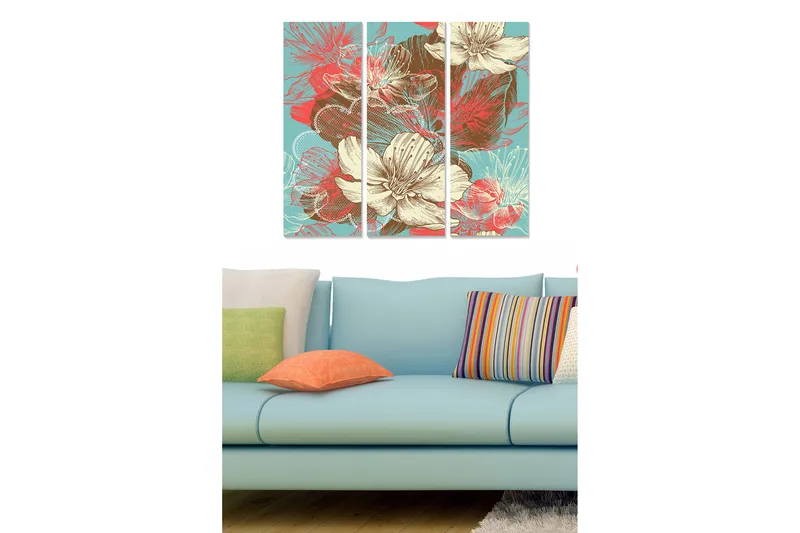 Canvasbilde Floral 3-pk flerfarget, 22x05 cm