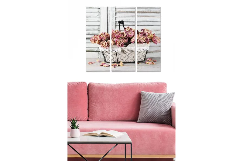 Canvasbilde Floral 3-pk flerfarget, 22x05 cm