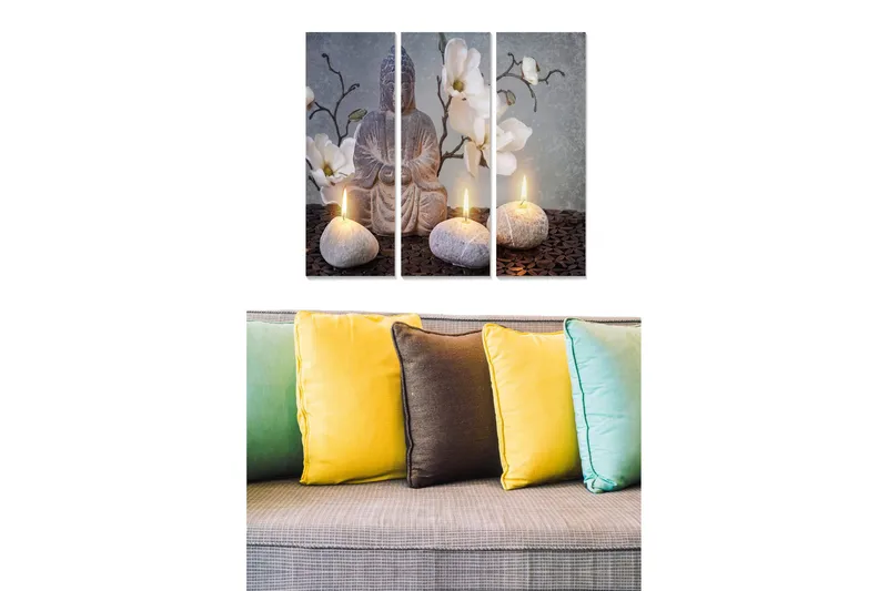 Canvasbilde Floral 3-pk flerfarget, 22x05 cm