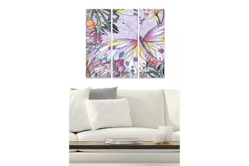 Canvasbilde Floral 3-pk flerfarget, 22x05 cm