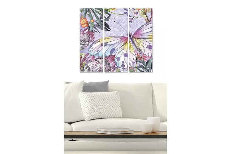 Canvasbilde Floral 3-pk flerfarget, 22x05 cm
