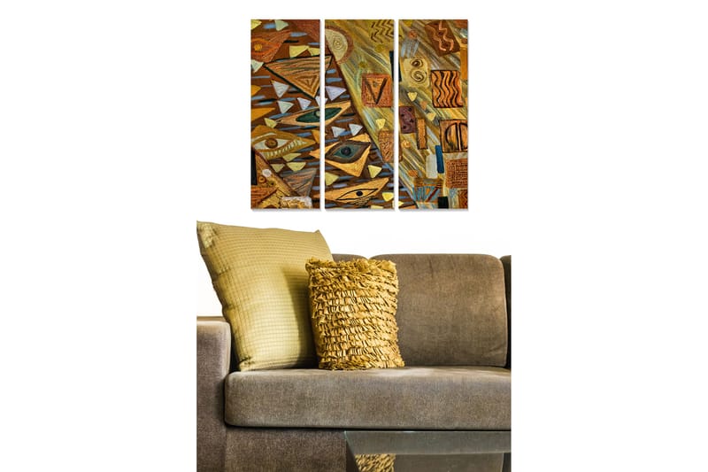 Canvasbilde Geometric 3-pk Flerfarget - 22x05 cm - Interiør - Maleri & posters - Lerretsbilder