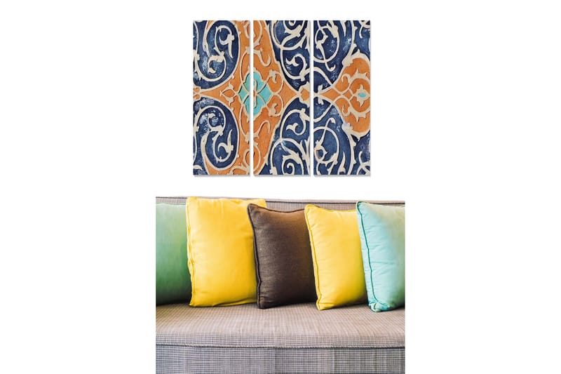 Canvasbilde Geometric 3-pk Flerfarget, 22x05 cm