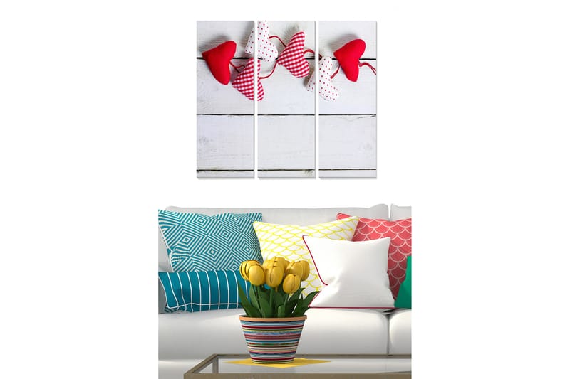 Canvasbilde Love 3-pk Flerfarget - 22x05 cm - Interiør - Maleri & posters - Lerretsbilder