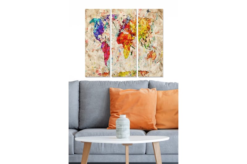 Canvasbilde Map 3-pk flerfarget - 22x05 cm - Interiør - Maleri & posters - Lerretsbilder
