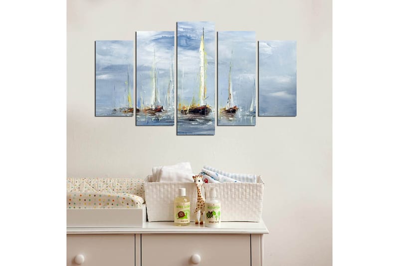 Canvasbilde Marina 5-pk Flerfarget - 22x06 cm - Interiør - Maleri & posters - Lerretsbilder