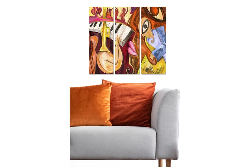 Canvasbilde Music 3-pk flerfarget - 22x05 cm - Interiør - Maleri & posters - Lerretsbilder