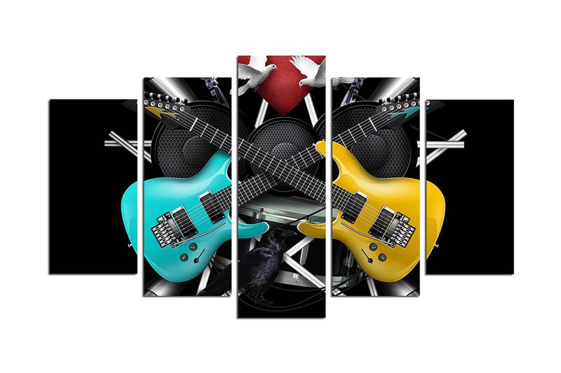 Canvasbilde Music 5-pk flerfarget - 22x06 cm - Interiør - Maleri & posters - Lerretsbilder