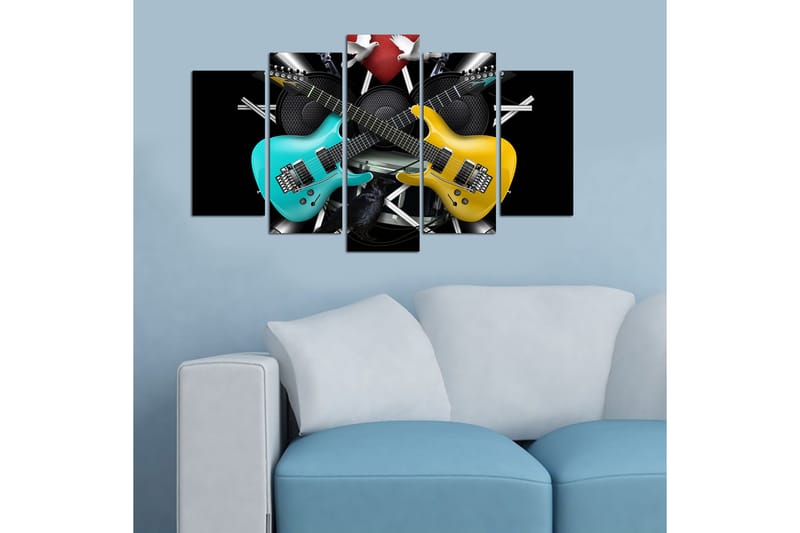 Canvasbilde Music 5-pk flerfarget - 22x06 cm - Interiør - Maleri & posters - Lerretsbilder