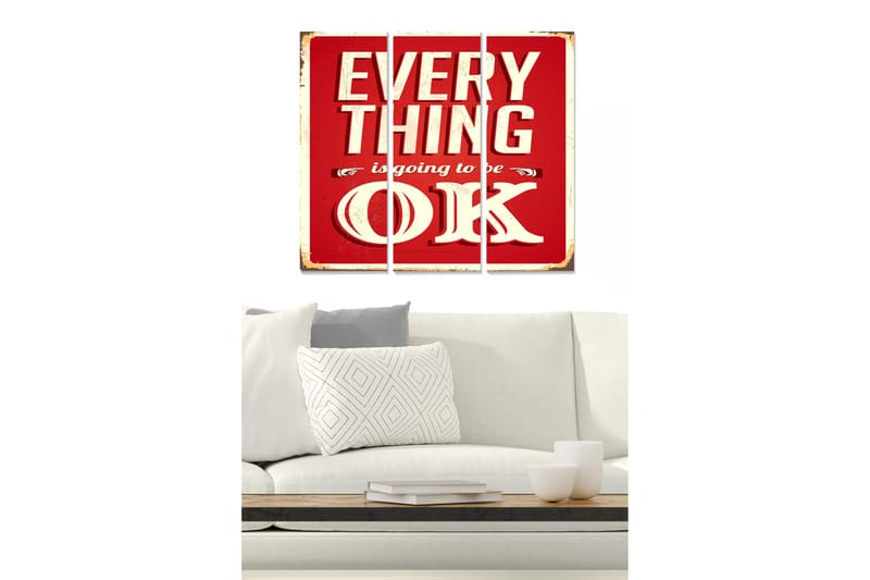 Canvasbilde Sayings 3-pk Flerfarget - 22x05 cm - Interiør - Maleri & posters - Lerretsbilder