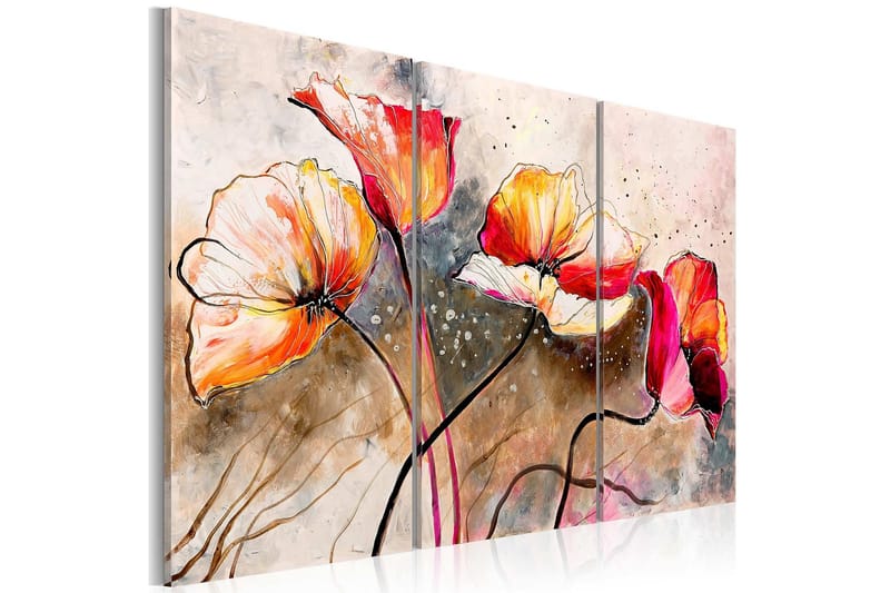 Canvasbilde Valmuer pisket av vinden 120x80 cm - Artgeist sp. z o. o. - Lerretsbilder