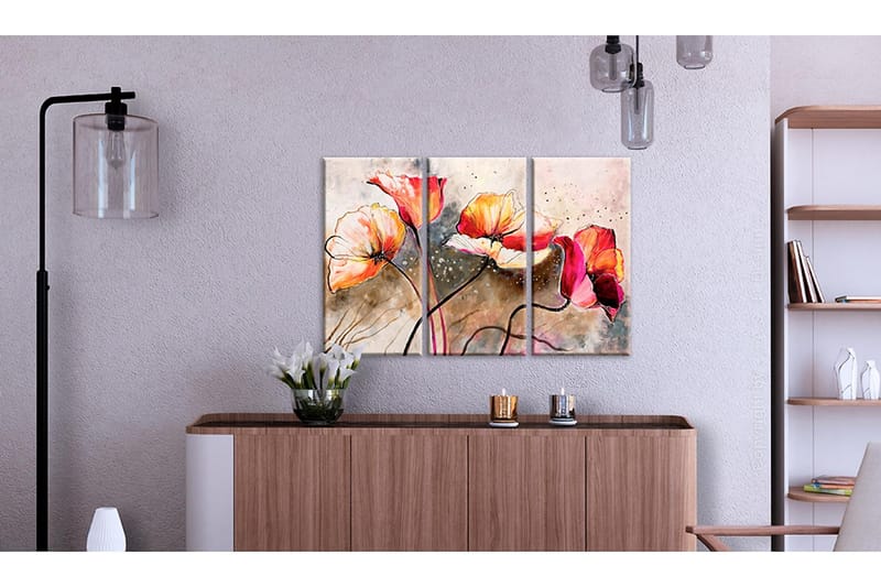 Canvasbilde Valmuer pisket av vinden 120x80 cm - Artgeist sp. z o. o. - Lerretsbilder