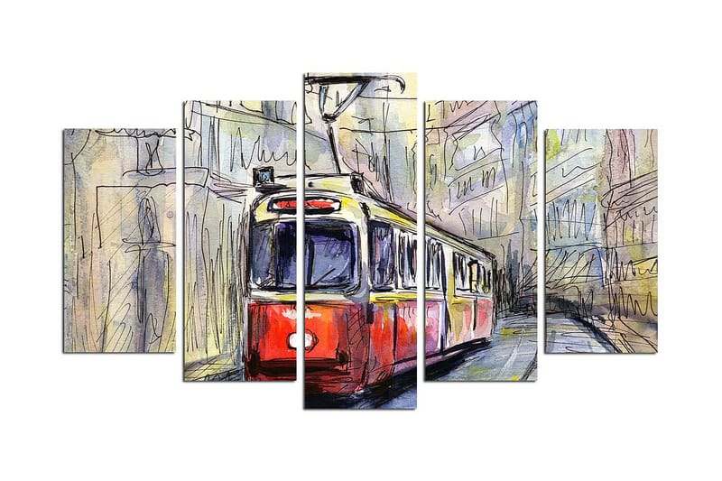 Canvasbilde Vehicles 5-pk Flerfarget - 22x06 cm - Interiør - Maleri & posters - Lerretsbilder