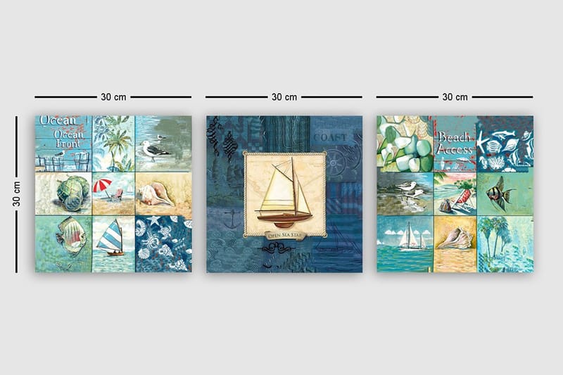 Canvasbilde VP Italy 3-pk Flerfarget - 30x30 cm - Interiør - Maleri & posters - Lerretsbilder