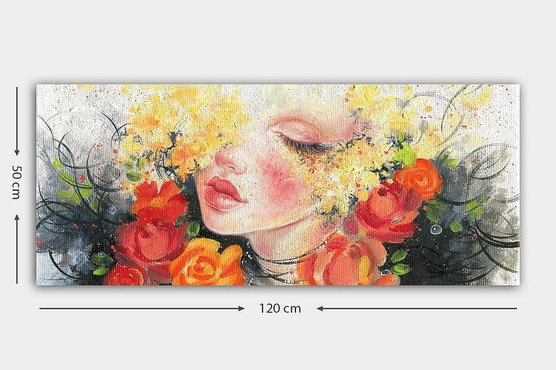 Canvasbilde YTY Floral & Botanical Flerfarget - 120x50 cm - Interiør - Maleri & posters - Lerretsbilder