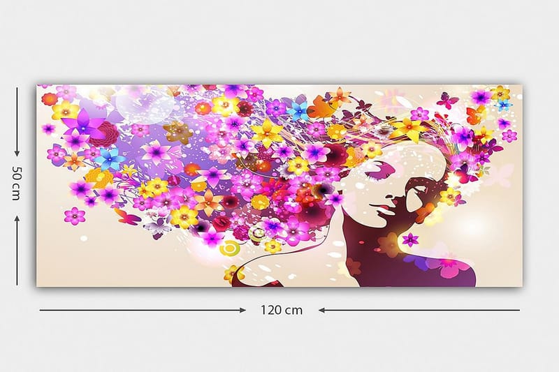 Canvasbilde YTY Floral & Botanical Flerfarget - 120x50 cm - Interiør - Maleri & posters - Lerretsbilder
