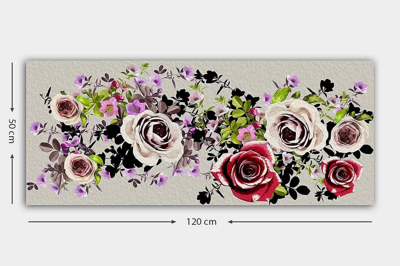 Canvasbilde YTY Floral & Botanical Flerfarget - 120x50 cm - Interiør - Maleri & posters - Lerretsbilder