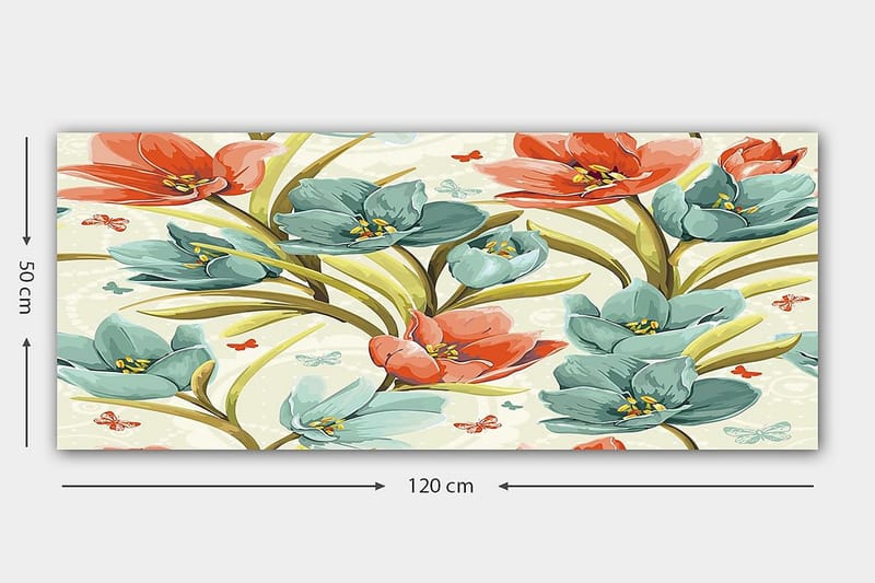 Canvasbilde YTY Floral & Botanical Flerfarget - 120x50 cm - Interiør - Maleri & posters - Lerretsbilder