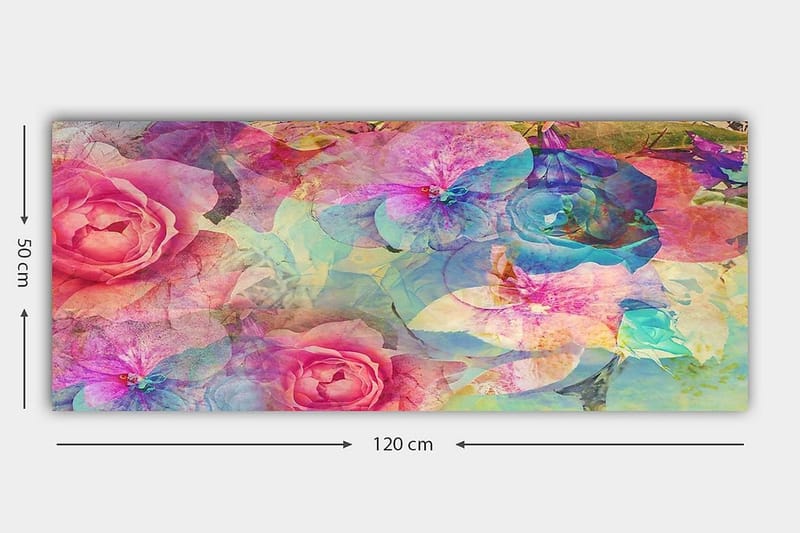 Canvasbilde YTY Floral & Botanical Flerfarget - 120x50 cm - Interiør - Maleri & posters - Lerretsbilder