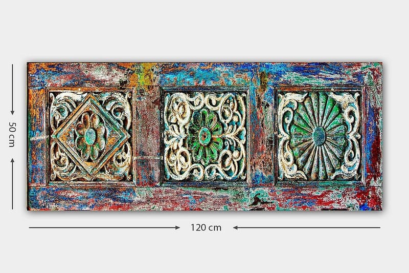 Canvasbilde YTY Geometric Flerfarget - 120x50 cm - Interiør - Maleri & posters - Lerretsbilder