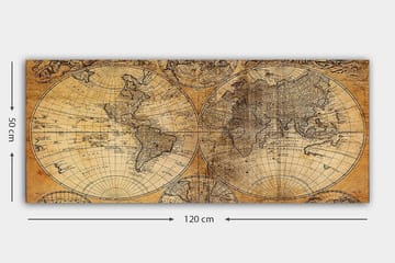Canvasbilde YTY Map Flerfarget - 120x50 cm - Interiør - Maleri & posters - Lerretsbilder
