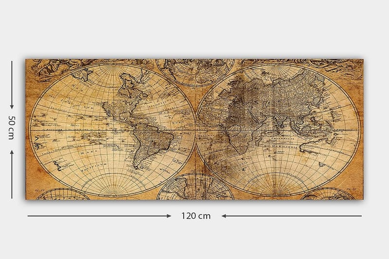 Canvasbilde YTY Map Flerfarget - 120x50 cm - Interiør - Maleri & posters - Lerretsbilder
