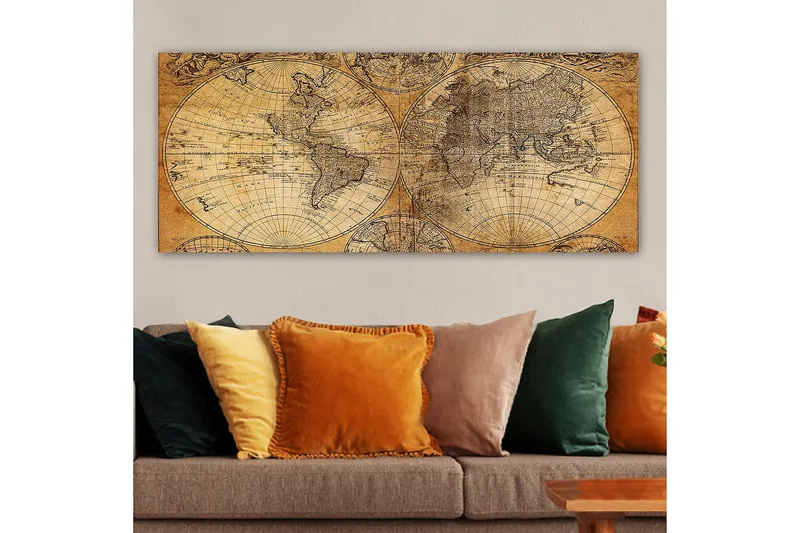 Canvasbilde YTY Map Flerfarget - 120x50 cm - Interiør - Maleri & posters - Lerretsbilder