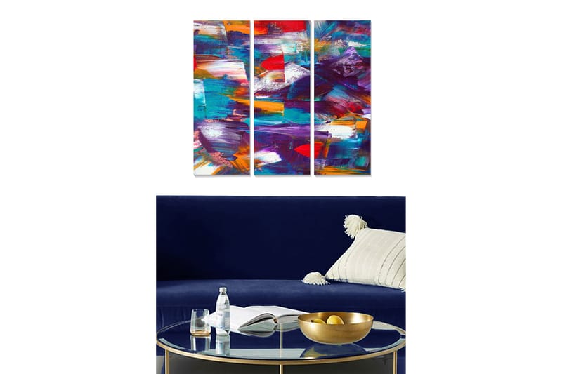 Canvastavla Colorful 3-pk Flerfarget - 22x05 cm - Interiør - Maleri & posters - Lerretsbilder
