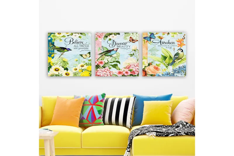 Dekorativ Canvasbilde 3-Deler 30x30 cm, Flerfarget