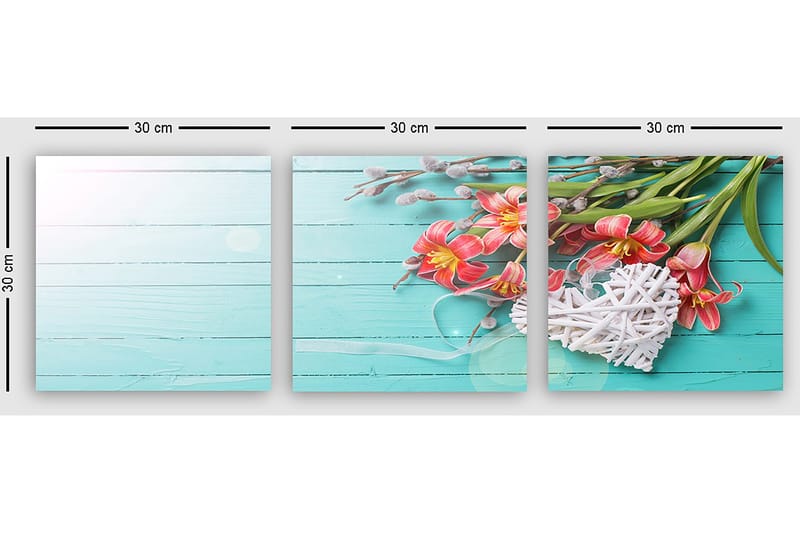 Dekorativ Canvasbilde 3-Deler 30x30 cm - Flerfarget - Interiør - Maleri & posters - Lerretsbilder