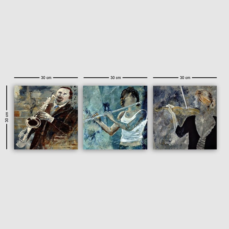 Dekorativ Canvasbilde 3-Deler 30x30 cm, Flerfarget