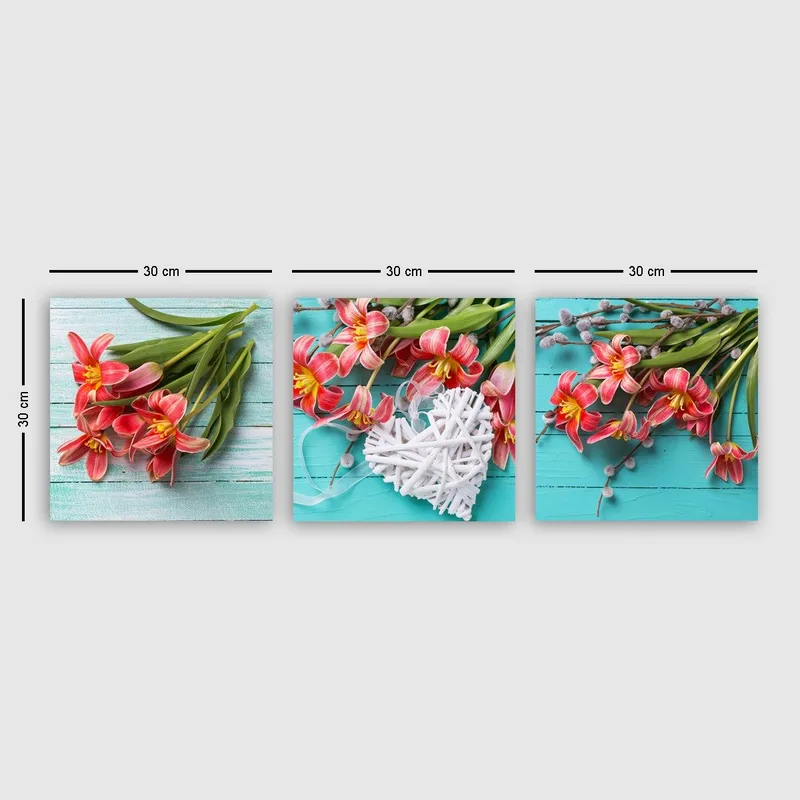 Dekorativ Canvasbilde 3-Deler 30x30 cm - Flerfarget - Interiør - Maleri & posters - Lerretsbilder