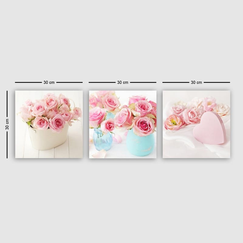 Dekorativ Canvasbilde 3-Deler 30x30 cm, Flerfarget