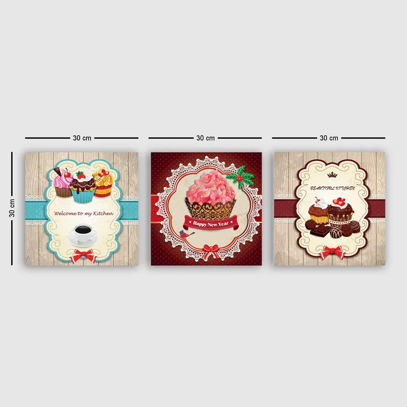 Dekorativ Canvasbilde 3-Deler 30x30 cm, Flerfarget