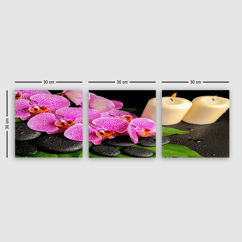 Dekorativ Canvasbilde 3-Deler 30x30 cm - Flerfarget - Interiør - Maleri & posters - Lerretsbilder
